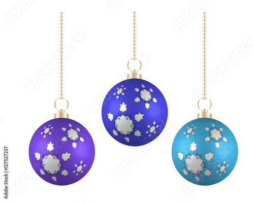 Christmas balls in different colors on white background