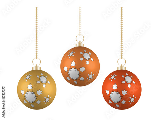 Christmas balls in different colors on white background