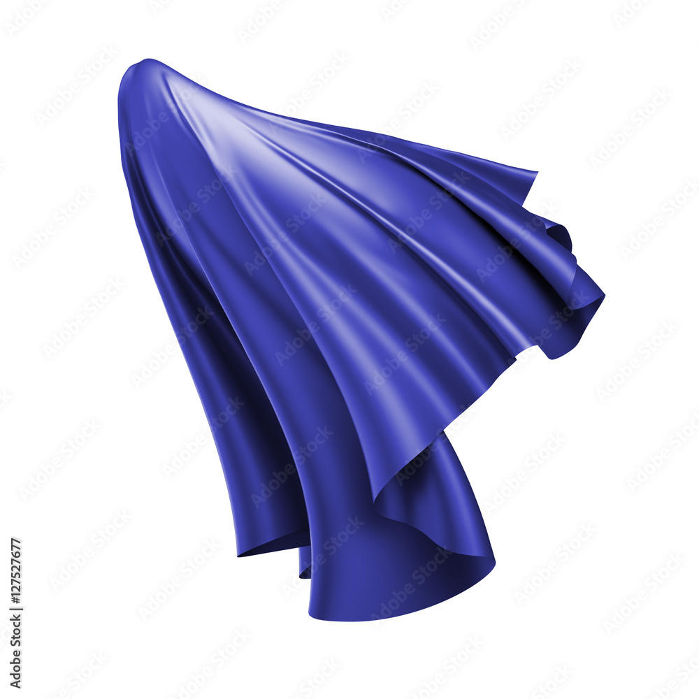 3d render, digital illustration, abstract folded cloth, flying, falling, fabric, unveil, curtain, textile cover, isolated on white background