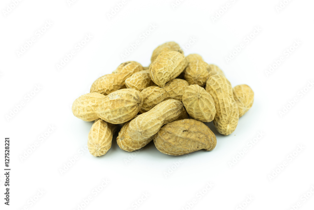Dried peanuts isolated on white Dried peanuts isolated on white