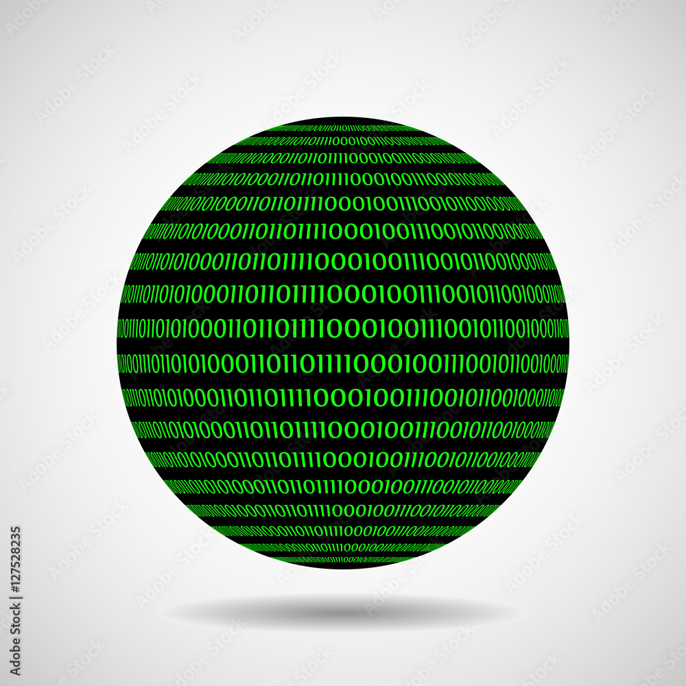 Globe of binary code. Abstract technology ball