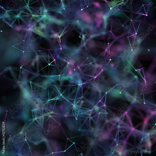 3d render, abstract background, plexus, constellation, nebula, neuron network