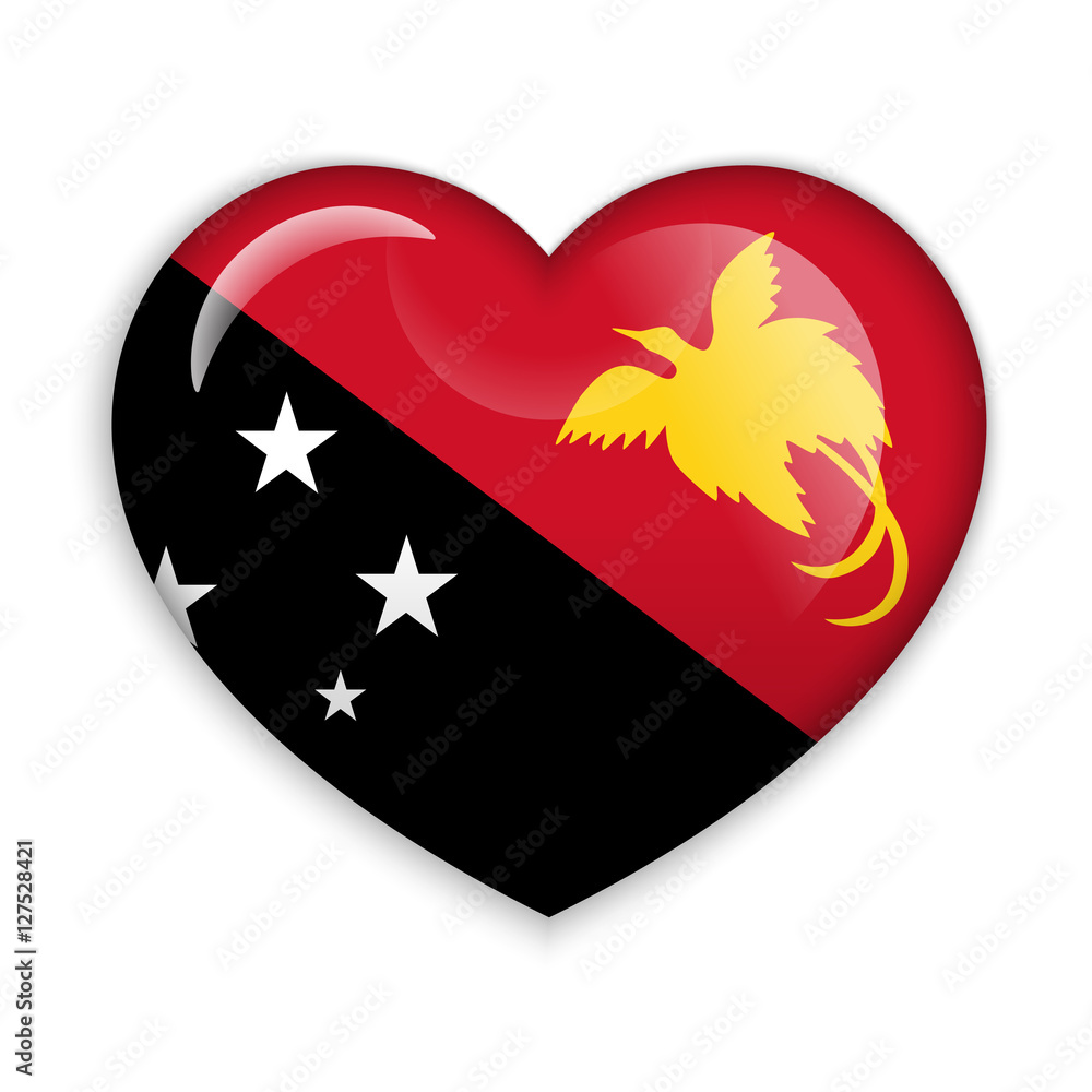 Love Papua New Guinea. Flag Heart Glossy Button Love Papua New Guinea. Flag Heart Glossy Button