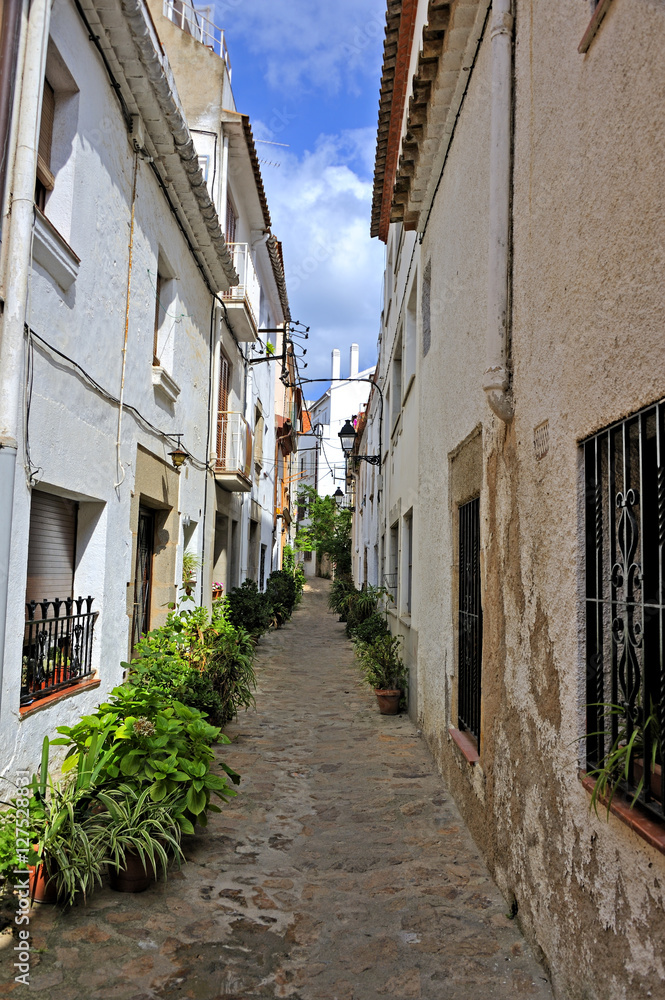 Back street in Tthe old district of ossa de Mar, Spain