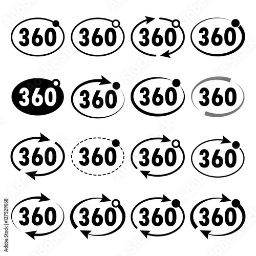 View angle 360 degrees icon. Vector illustration.