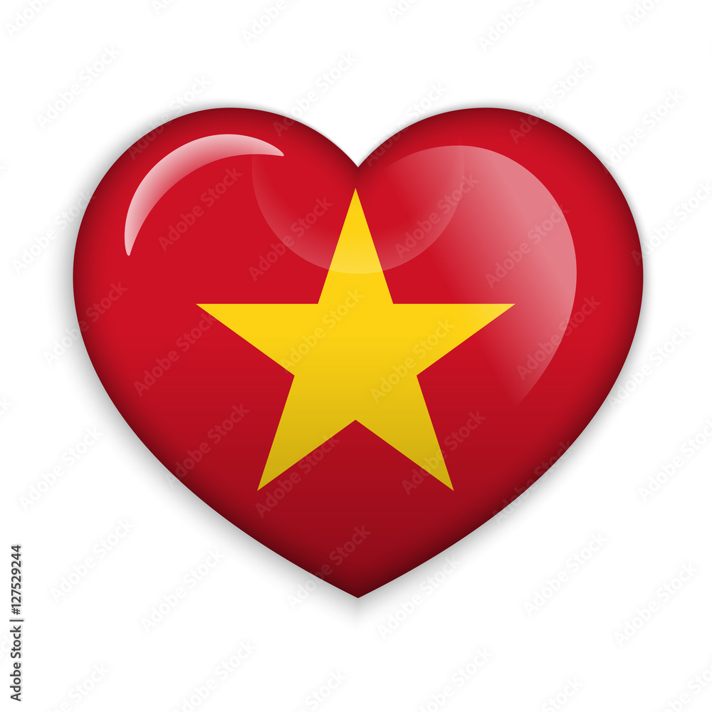 Love Vietnam. Flag Heart Glossy Button Love Vietnam. Flag Heart Glossy Button