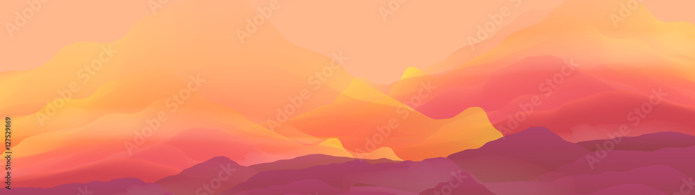 Abstract Smooth Blurred Mountain Landscape Panorama - Vector Ill Abstract Smooth Blurred Mountain Landscape Panorama - Vector Ill