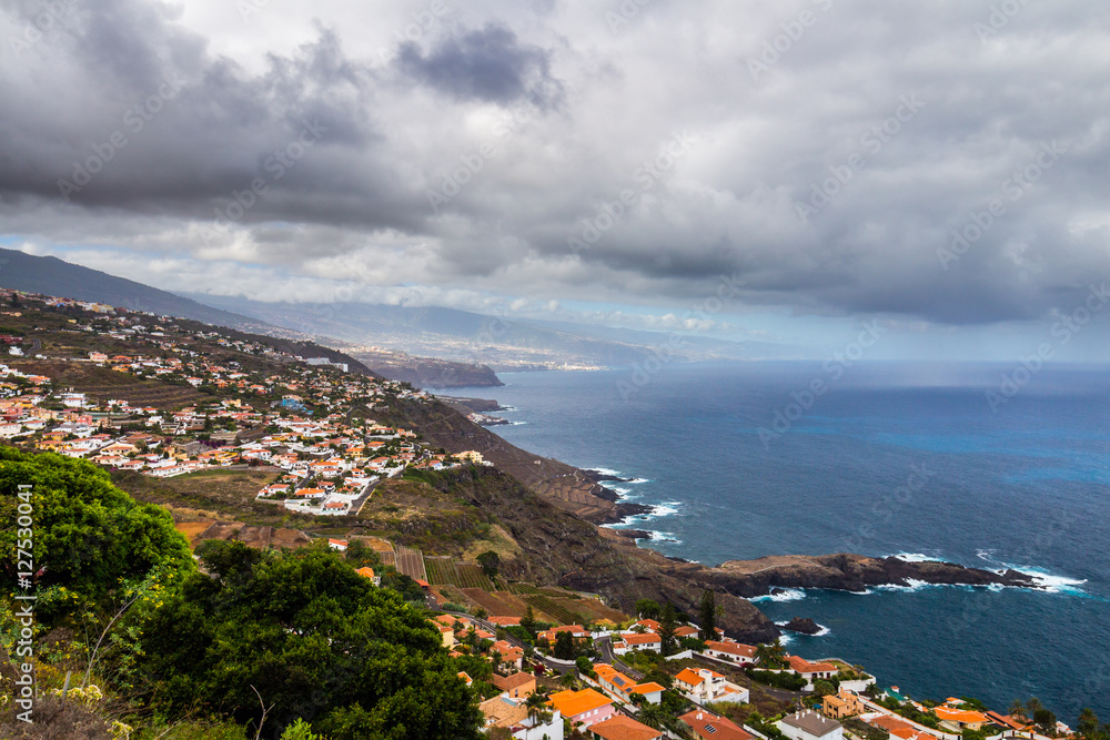 Aerial view of the north coast of Tenerife, Canary Islands, Spain