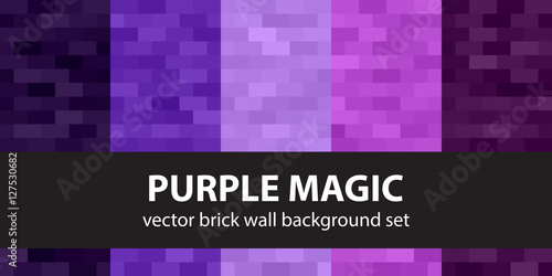 Rectangle pattern set "Purple Magic". Vector seamless backgrounds