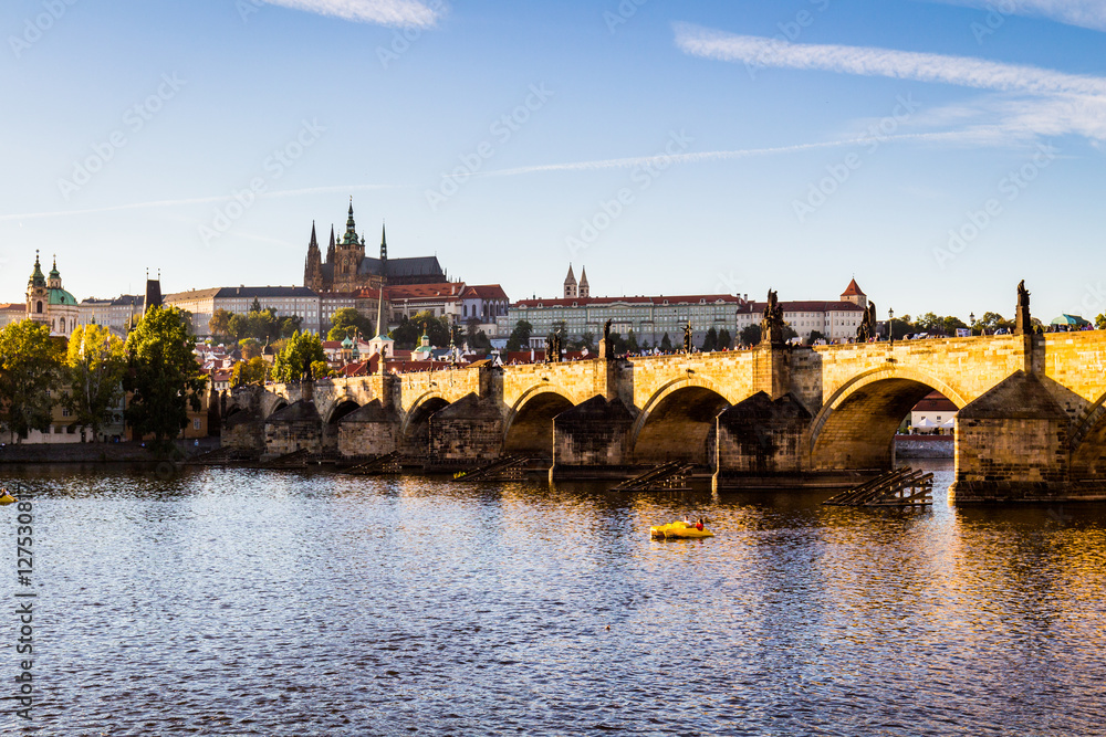 Obraz premium View of Prague Castle and Charles Bridge.Czech Republic.