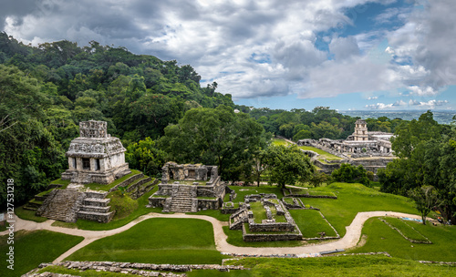 Panoramic view of mayan ruins of Palenque - Chiapas, Mexico photo