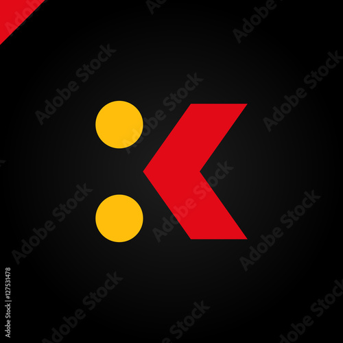 Letter K logo arrow with two dots icon design template elements