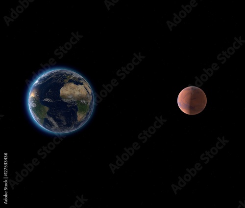 Fototapeta Naklejka Na Ścianę i Meble -  Pianeta Terra e Marte, suolo, crosta, spazio, sistema solare