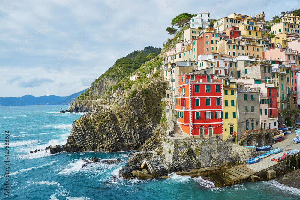 Scenic view of Riomaggiore, Cinque Terre, Liguria, Italy