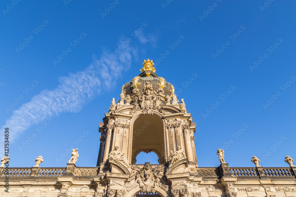 Crown Gate of famous Dresden Zwinger - Zwinger is a complex of baroque buildings with a garden, located in the old city of Dresden in Saxony.
