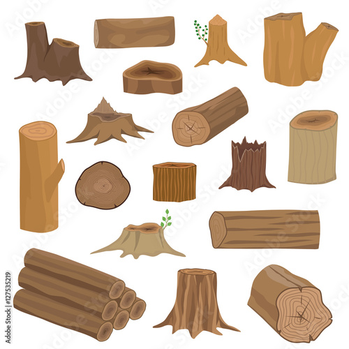 Wood stumps vector set.