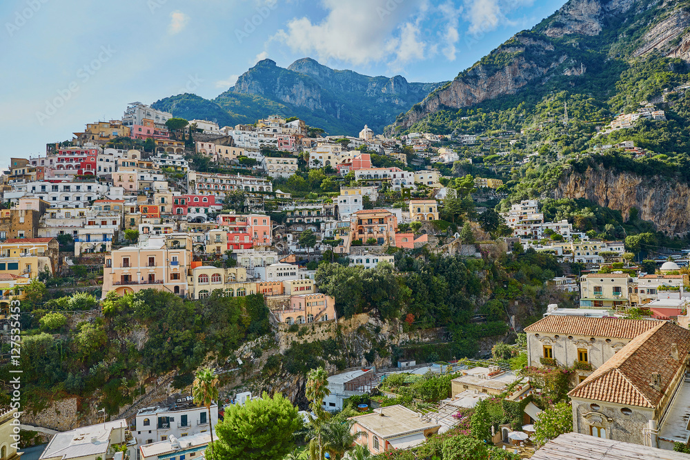 Scenic view of Positano, Italy