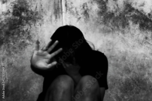 Abstract blurred of man is afraid of fear