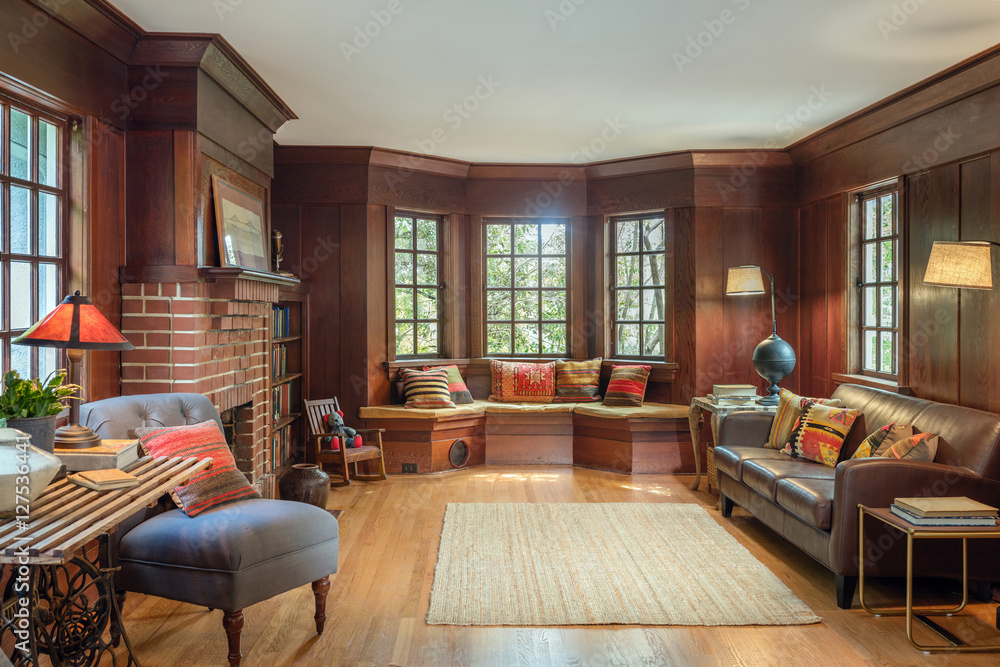 Wooden Retro Living Room Interior Design Furniture