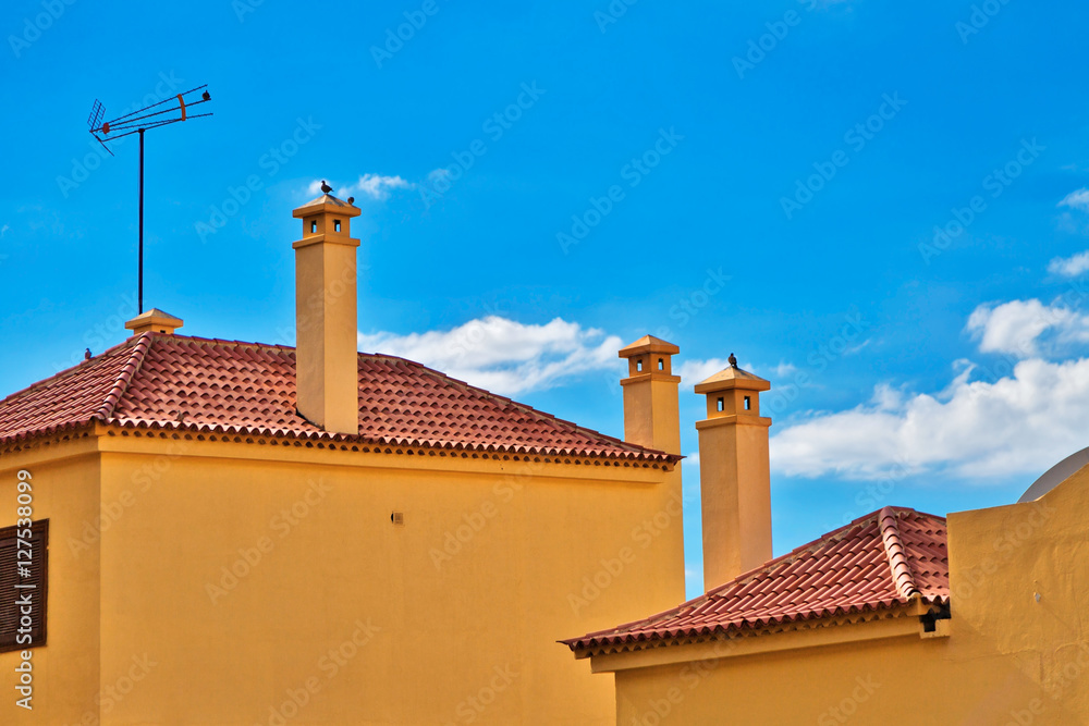  houses on sky background