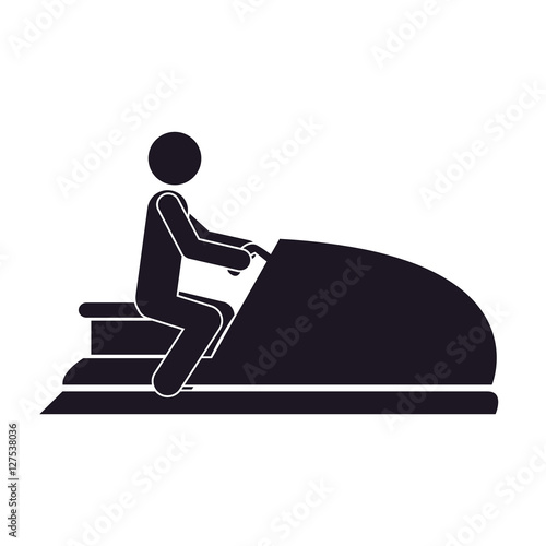 monochrome silhouette with man in jet ski vector illustration