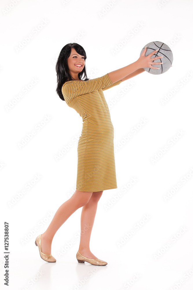 Young Beautiful Woman With A Ball Young Beautiful Woman With A Ball