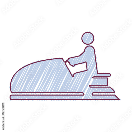 silhouette striped with man in jet ski vector illustration