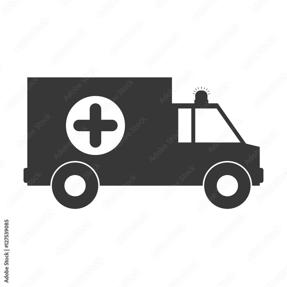 monochrome silhouette with ambulance and cross vector illustration monochrome silhouette with ambulance and cross vector illustration