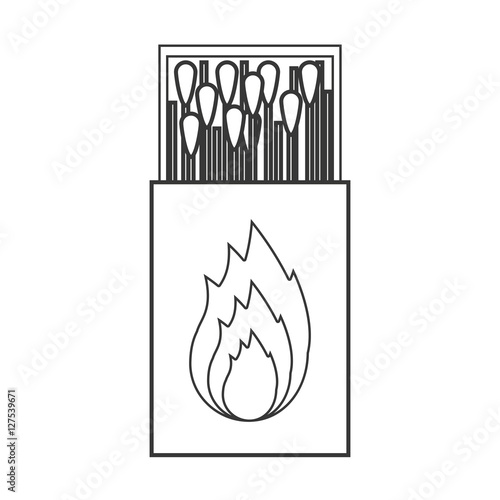 contour silhouette of matchbox with logo flame vector illustration