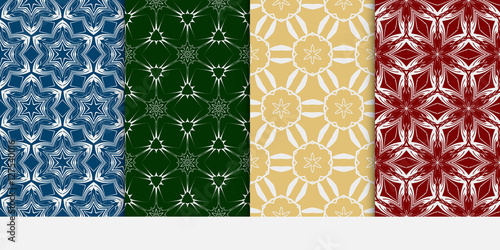 set of floral and leave pattern. color. Vector seamless.