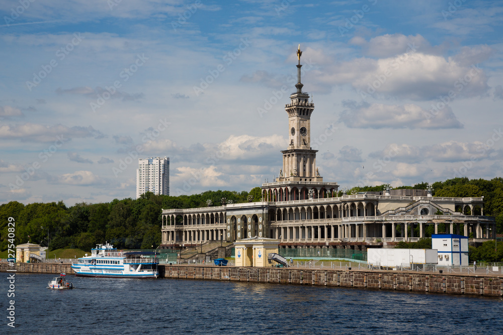 Ancient building of the Northern river station in Moscow