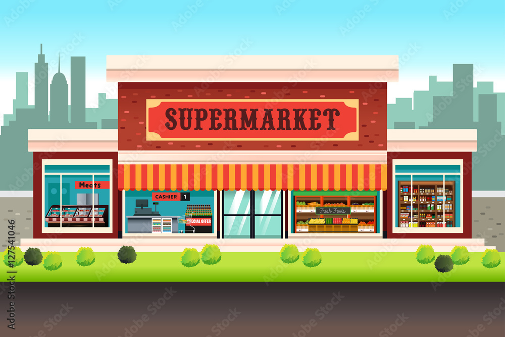 Supermarket Grocery Store เวกเตอร์สต็อก Adobe Stock