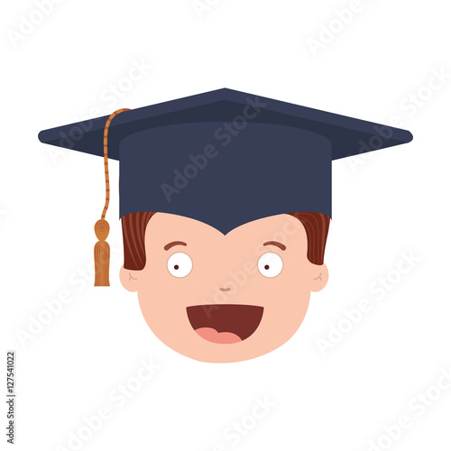 front face avatar boy with graduation outfit vector illustration