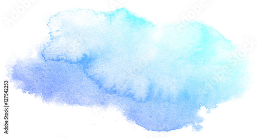 Abstract blue watercolor on white background.This is watercolor splash.It is drawn by hand. © Kanokpol