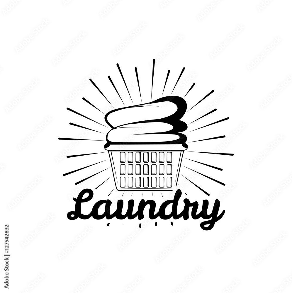 laundry room vintage logo, label, badge with clean clothes in basket. Stock  Vector | Adobe Stock