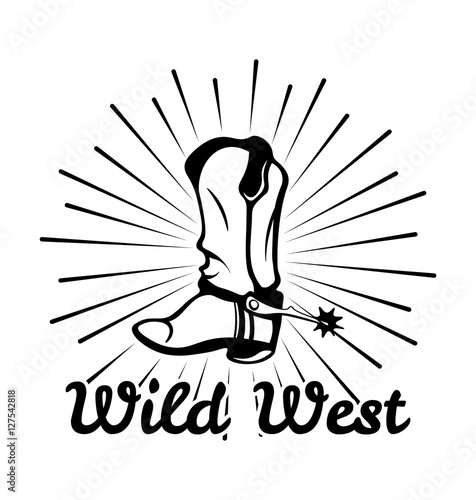 Vintage Western Cowboy Boot. Wild West Label. Vector