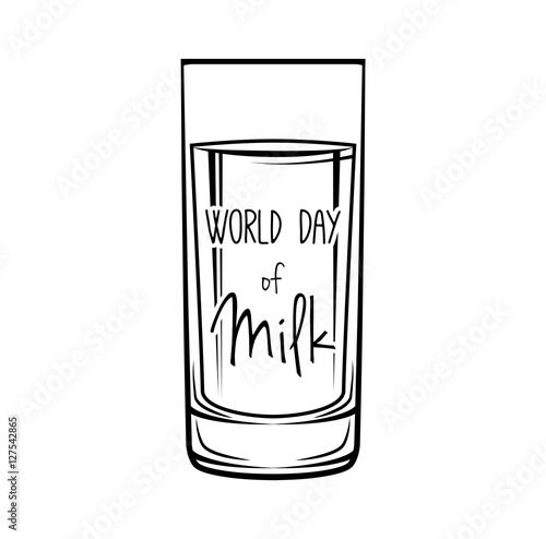 Milk Glass. World Day Of Milk. Template for cafe, shop, poster or your design.