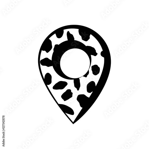 Cow vector with map pointer. vector illustration. isolated