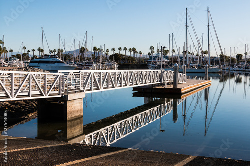 Boat launch ramp at Chula Vista Bayfront park with marina.   © sherryvsmith