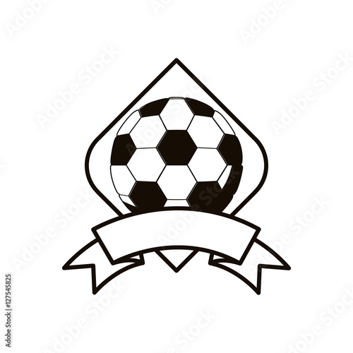 gray scale soccer tournament emblem with ball vector illustration