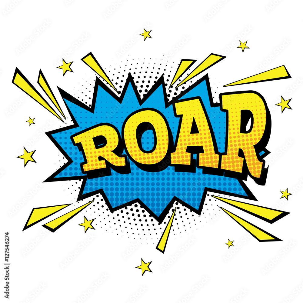 Roar. Comic Text in Pop Art Style. Adobe Stock