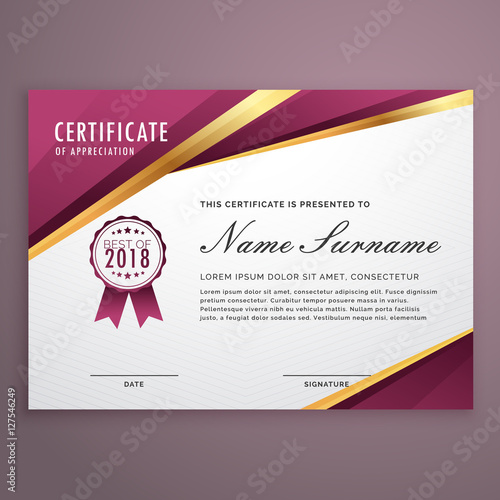 modern certificate template design with golden stripes