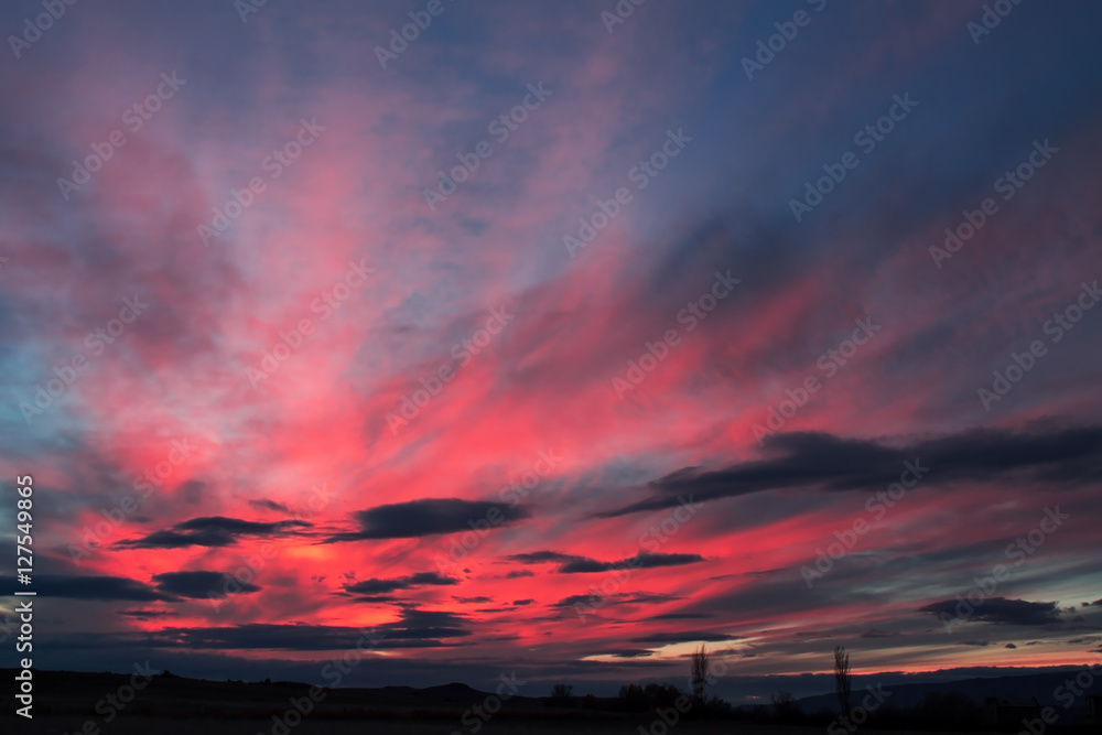 Fototapeta premium Colorful clouds on the sky. Color toned image.