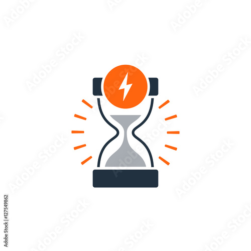 Delivery logistics services icon, fast time, sand glass