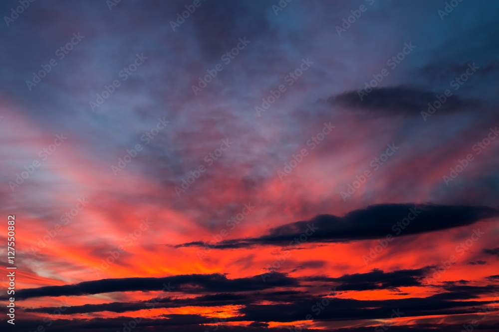 Fototapeta premium Colorful clouds on the sky. Color toned image.