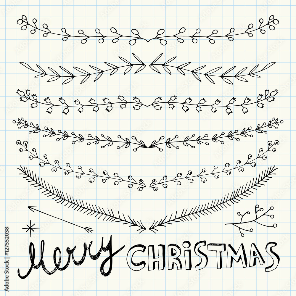 Fototapeta premium Christmas and New Year doodles collection