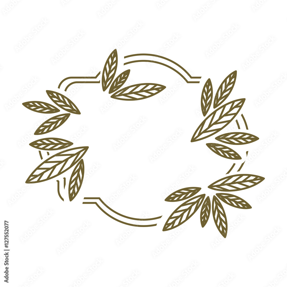 frame leaves with branch contour vector illustration
