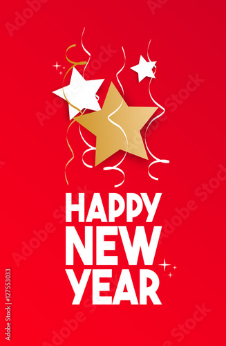 Happy new year with red background