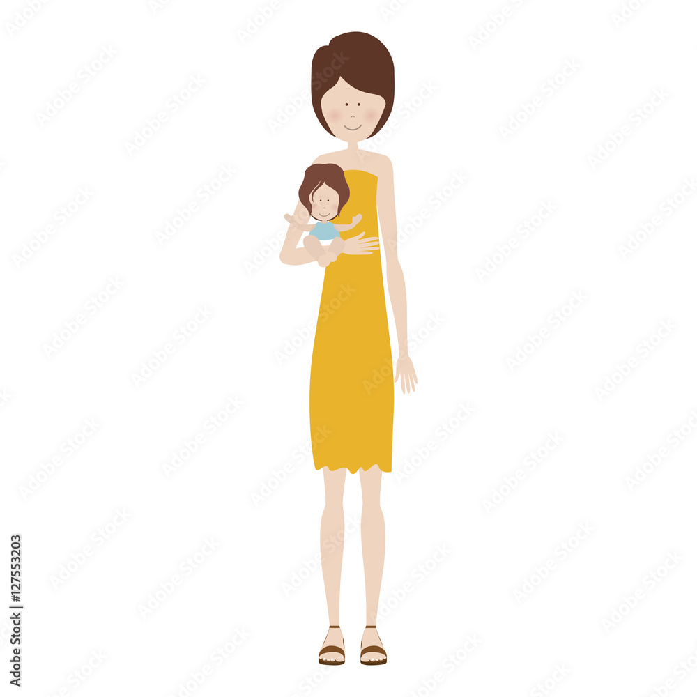 mother carrying a baby girl vector illustration mother carrying a baby girl vector illustration