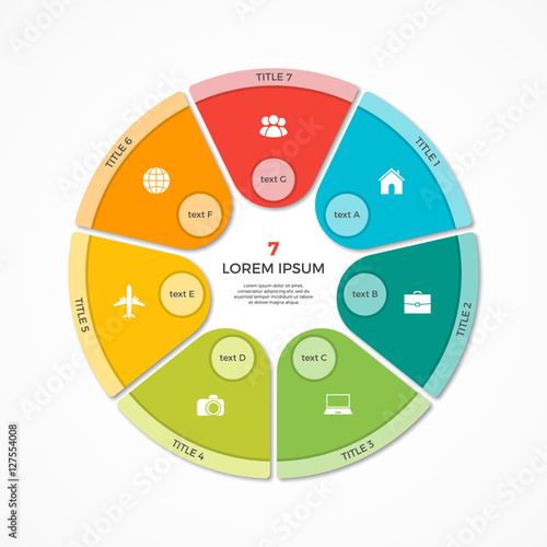 Vector pie chart circle infographic template with 7 options